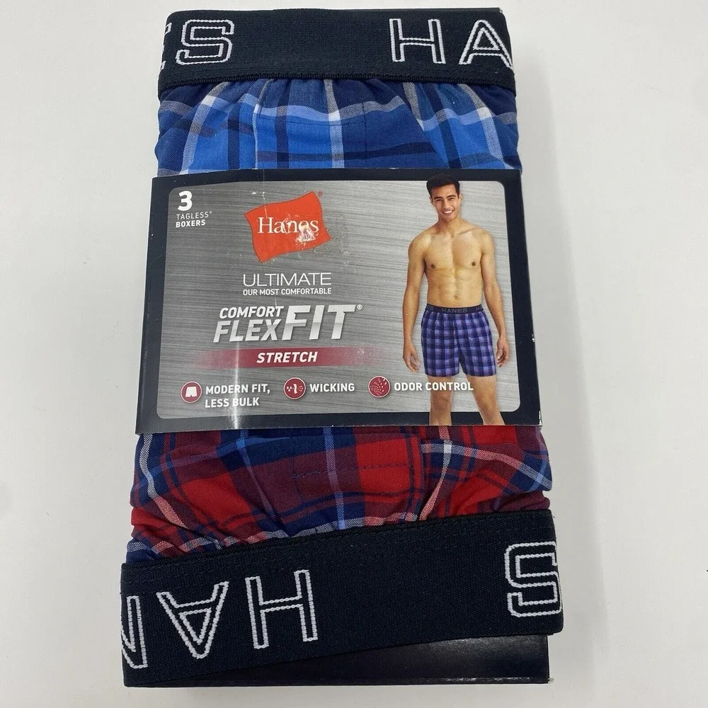 Hanes‎ Boxer Briefs Mens Small 3 Pack Stretch Ultimate Comfort Flex Fit Tagless